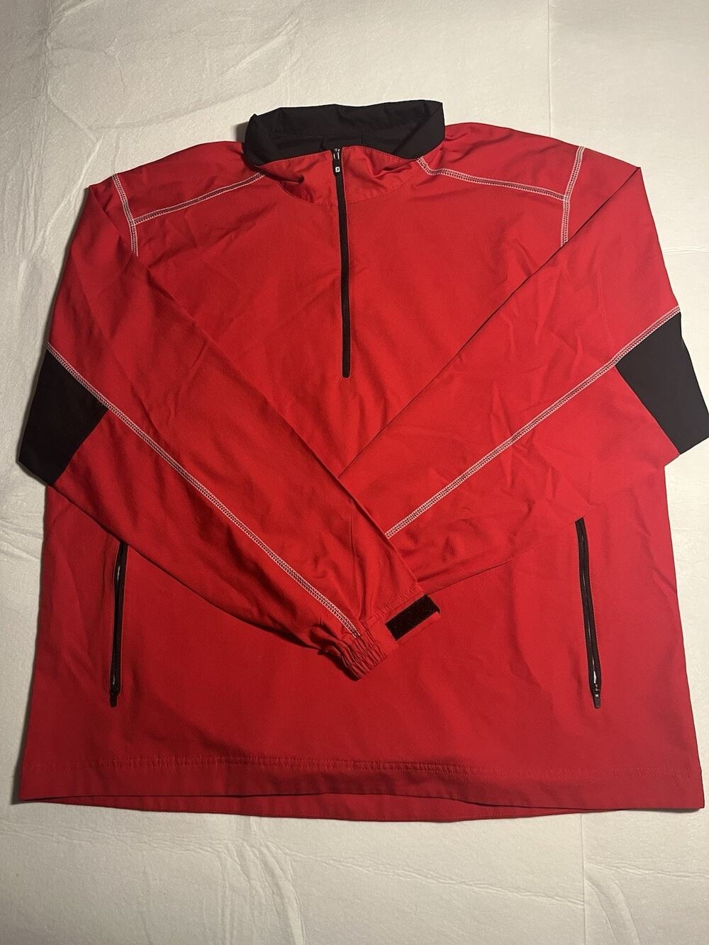 FootJoy Golf Pullover Jacket Men’s XL Red Black 1/4 Zip Windbreaker FJ
